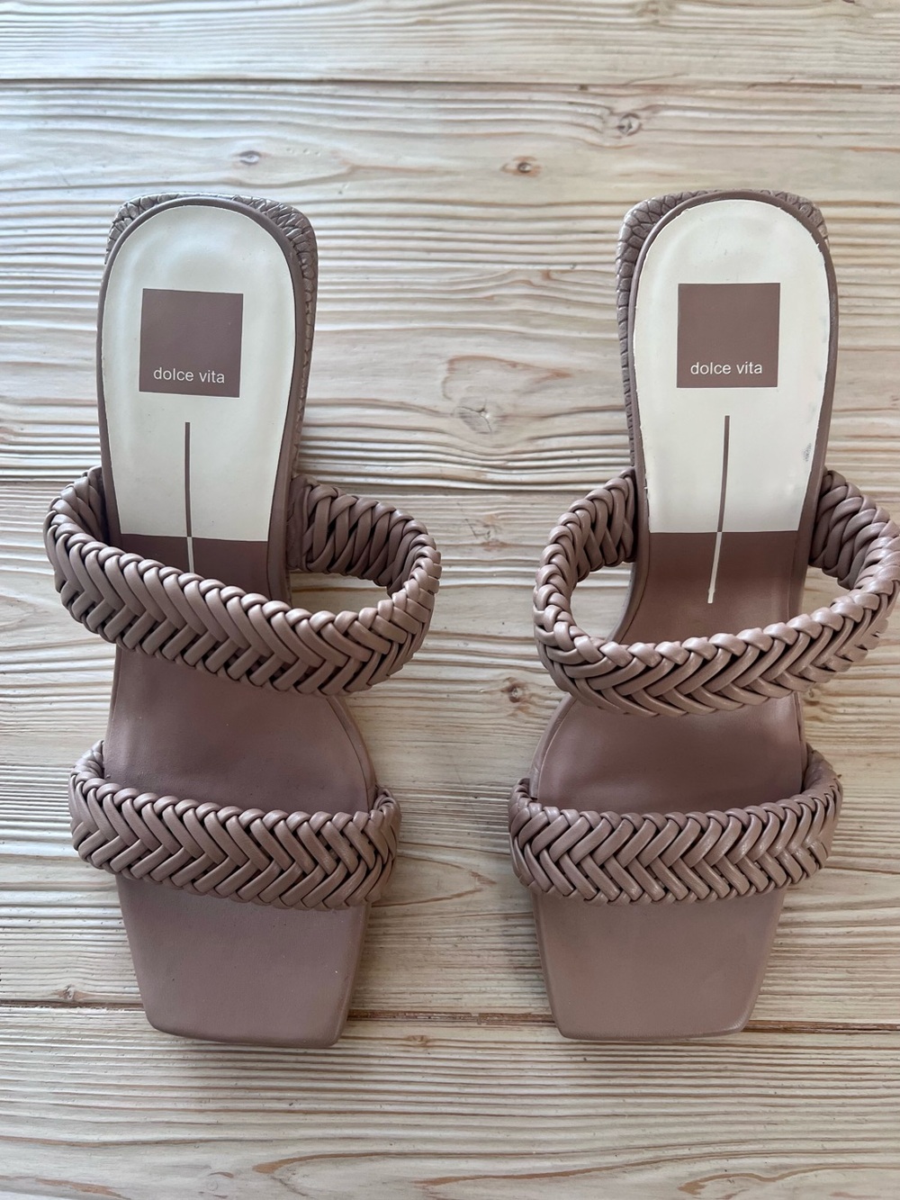 Dolce Vita Sahale Wedge Sandals Size 10 Taupe Braided Strap